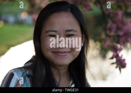A beautiful teenage girl smiles for the camera in Indiana, USA. Stock Photo