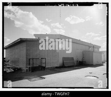 REAR VIEW OF NOSE HANGAR - Wyoming Air National Guard Base, Nose Hangar, Cheyenne Airport, Cheyenne, Laramie County, WY; Collier, Richard, photographer Stock Photo