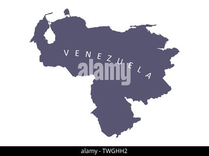 Venezuela silhouette map isolated on white background Stock Vector