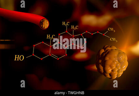 3D illustration of Graphic Cholesterol Molecular Structure Stock Photo