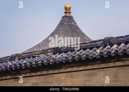 Roof of Imperial Vault of Heaven in Temple of Heaven in Beijing, China Stock Photo