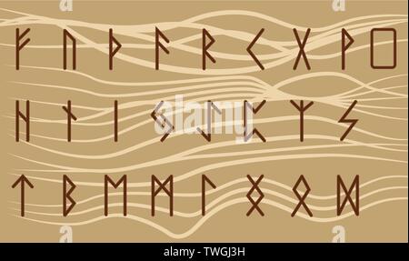 Set golden nordic celtic runes borders, norse protection symbols line ...