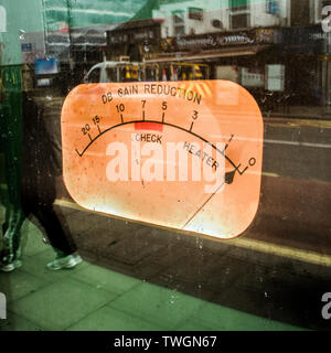DB gain meter, reduction indicator , Analog Panel Meter, Loudness Metering ,sticker on shop window, Stock Photo
