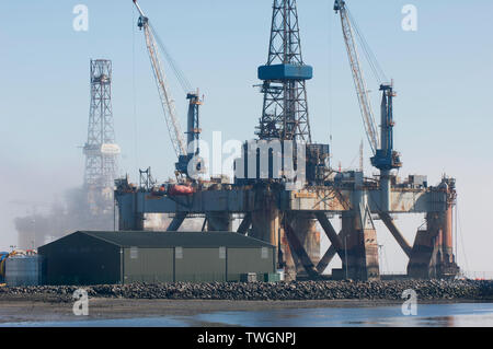 Oil rigs in the Cromarty Firth off Invergordon - Ross-shire, Scotland. Stock Photo