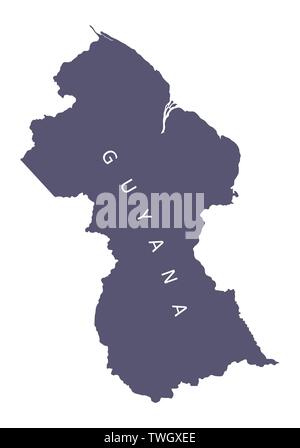 Guyana silhouette map isolated on white background Stock Vector