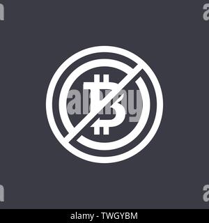 Sign no bit-coin on black background. Not allowed sign for bit-coin. Concurrency vector illustration Stock Vector