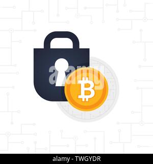 Bit-coin security vector design concept. cryptocurrency vector illustration Stock Vector
