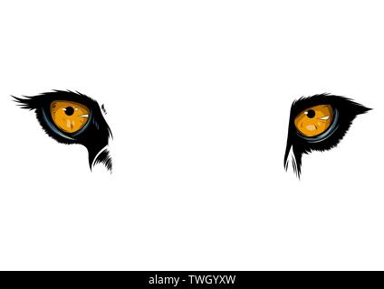 Big eyes. Yellow eyes of a lion close up. vector Stock Vector