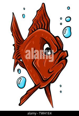 Vector aquarium fish silhouette illustration. Colorful cartoon flat aquarium fish icon Stock Vector