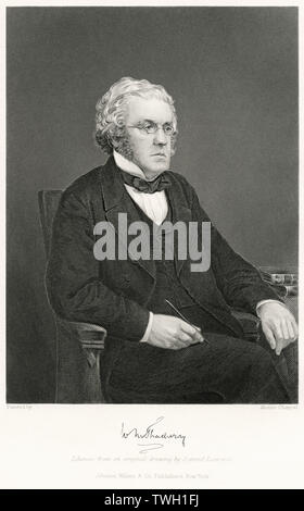 William Makepeace Thackeray (1811-63), English Novelist, Seated Portrait, Steel Engraving, Portrait Gallery of Eminent Men and Women of Europe and America by Evert A. Duyckinck, Published by Henry J. Johnson, Johnson, Wilson & Company, New York, 1873 Stock Photo