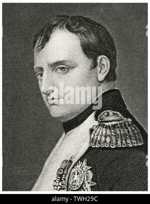 Napoleon Bonaparte (1769-1821), Emperor of France as Napoleon I 1804-14 and briefly in 1815, Head and Shoulders Portrait, Steel Engraving, Portrait Gallery of Eminent Men and Women of Europe and America by Evert A. Duyckinck, Published by Henry J. Johnson, Johnson, Wilson & Company, New York, 1873 Stock Photo