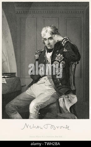 Horatio Nelson (1758-1805), English Admiral and Naval Commander, Seated Portrait, Steel Engraving, Portrait Gallery of Eminent Men and Women of Europe and America by Evert A. Duyckinck, Published by Henry J. Johnson, Johnson, Wilson & Company, New York, 1873 Stock Photo