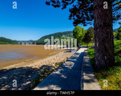 Dried lake-bed Bajer in Fuzine Croatia Spring 2019 coastline promenade