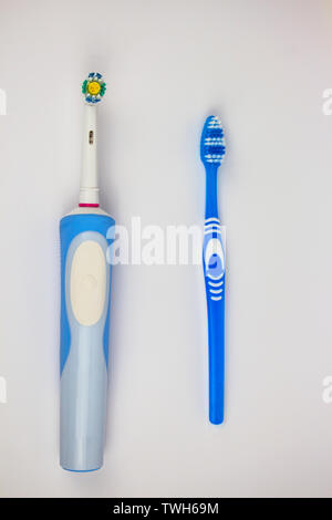 electric toothbrush closeup. mocap manual toothbrush. isolated on white background copy space Stock Photo