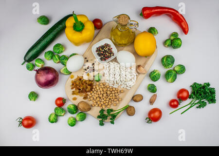 Fresh vegetables. Colorful vegetables background. Healthy vegetable. Assorted fresh vegetables close-up. Healthy food. Isolated on white background. s Stock Photo