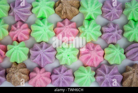 Pattern with meringues on a white  pattern, artistically, background, color, design, dessert, flatlay, food, frame, fresh, green, harvest, layout, lea Stock Photo