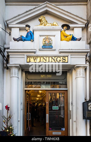 Entrance to Twinings Tea Shop on The Strand, London, UK on 17 December 2012 Stock Photo