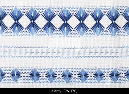 Traditional Ukrainian national pattern. Two-color embroidery on white ...