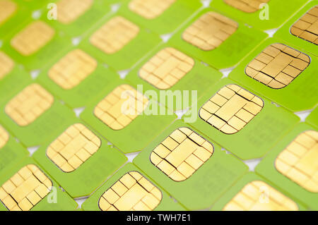Number of green SIM cards. May be used as background Stock Photo