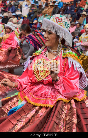 Costumed dancer at the colorful Gran Poder Festival, La Paz, Bolivia Stock Photo