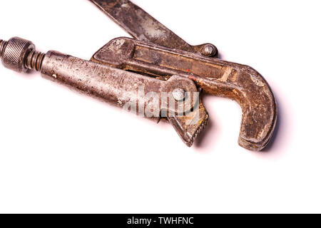 Old plumbing key isolated on white background. Stock Photo