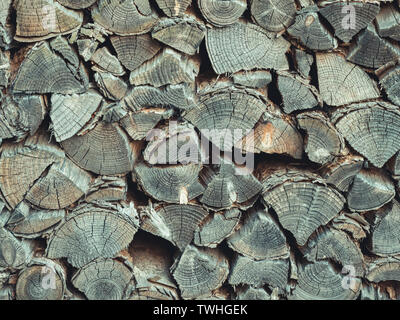 Close up image of firewood, flat lay Stock Photo