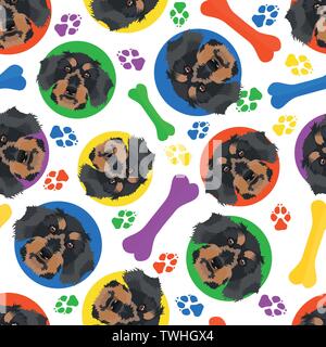 Colorful and playful Dachshund - Seamless pattern with playful illustration of a dog. The smiling dog is a great gift for dog lovers and dog owners. Stock Vector
