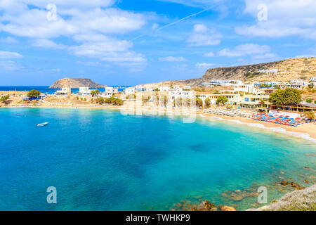 View of Lefkos beach and fishing port, Karpathos island, Greece Stock Photo