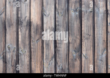 Wooden wall, old wood boards. Dark weathered panels texture with knots for the background Stock Photo