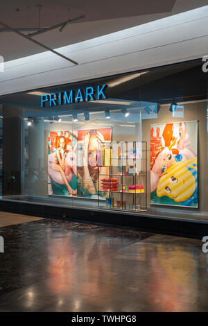 Alicante, Spain, 18 June, 2019: Primark store showcase in shopping centre the Gran Via Alicante, Spain Stock Photo