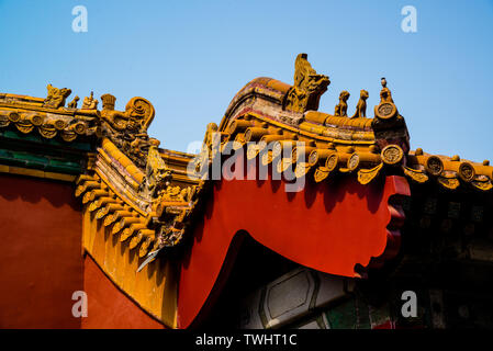 The imperial roof decoration in the forbidden city Stock Photo