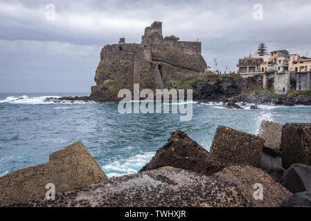 Norman Castle in Aci Castello comune in the Metropolitan City of Catania on Sicily Island in Italy Stock Photo