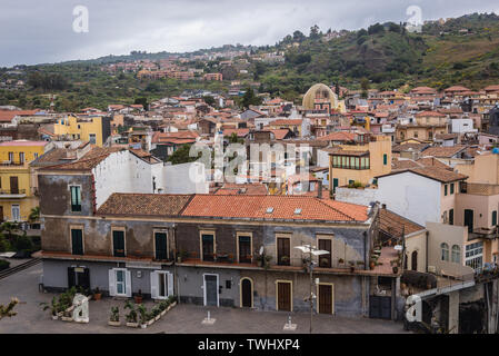 Aerial view from castle in Aci Castello comune in the Metropolitan City of Catania on Sicily Island in Italy Stock Photo