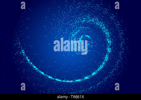 Dark blue cosmic vortex particle, network technology big data abstract background Stock Photo