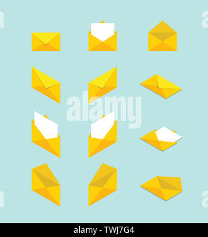 envelope set collection with various shape and isometric modern flat style concept - vector illustration Stock Photo