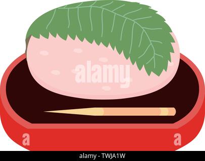 This is an illustration of rice sweets in Japan called Sakura - mochi. Stock Vector