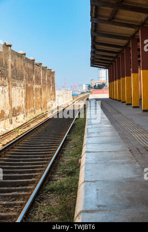 The seaside train station in Colombo, Sri Lanka, is based on the seaside train in the film Thousand and Chihiro by Japanese animator Hayao Miyazaki. Stock Photo