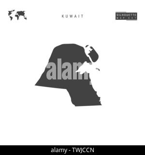 Kuwait Blank Vector Map Isolated on White Background. High-Detailed Black Silhouette Map of Kuwait. Stock Vector