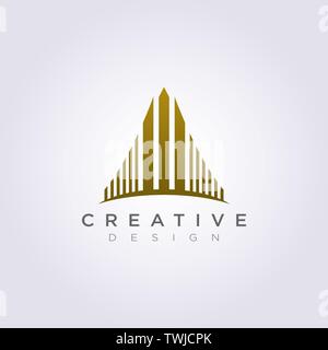 Tall skyscraper building Vector Illustration Design Clipart Symbol Logo Template. Stock Vector