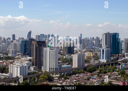 panorama view Bangkok city landscape from high building on day light. Bangkok is capital city of Thailand. Stock Photo