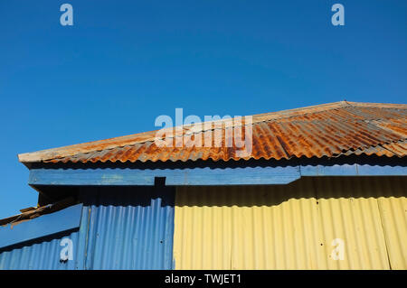 Detail of a typical Australian shed made of corrugated iron. Stock Photo