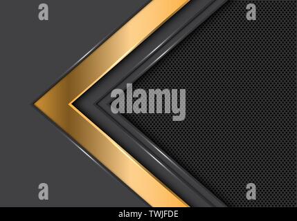 Abstract gold arrow direction on dark grey circle mesh design modern ...