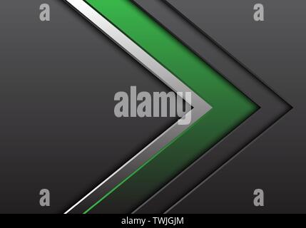 Abstract green silver grey arrow with blank space direction design modern futuristic background vector illustration. Stock Vector