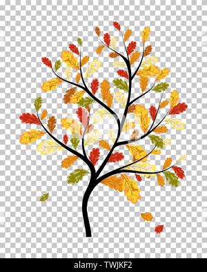 Falling maple leaves with transparency grid on back. Vector Illustration. Stock Vector