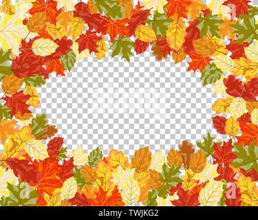 Falling maple leaves with transparency grid on back. Vector Illustration. Stock Vector