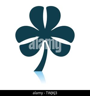 Shamrock Icon. Shadow Reflection Design. Vector Illustration. Stock Vector