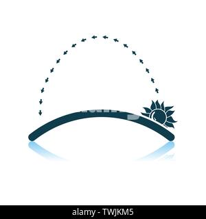 Sunrise Icon. Shadow Reflection Design. Vector Illustration. Stock Vector