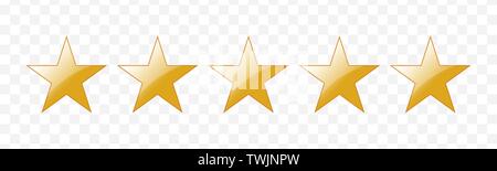 Five star rating, ranking films, TV shows, restaurants and hotels Stock Vector