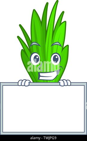 Grinning with board pandan leaves isolated in the cartoon Stock Vector