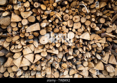 stack of many small firewoods Stock Photo